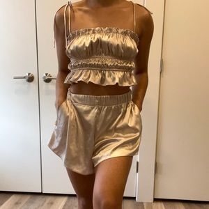 Lulu’s Gold Satin Short & Top Set